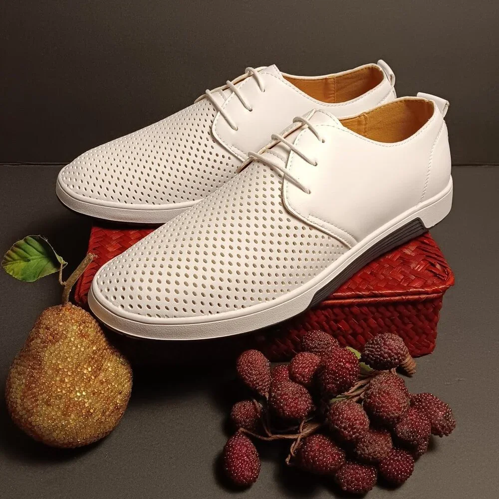 ZZHAP MEN'S CASUAL OXFORD BREATHABLE FASHION SHOE - 11M - 47 EUR- WHITE - Picture 1 of 4